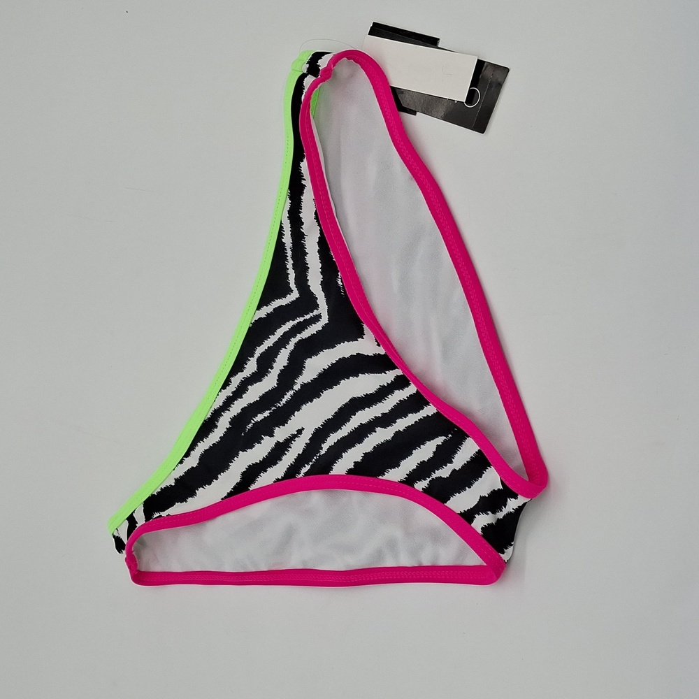 California Waves Zebra Print Hipster Bikini Bottom Black White M